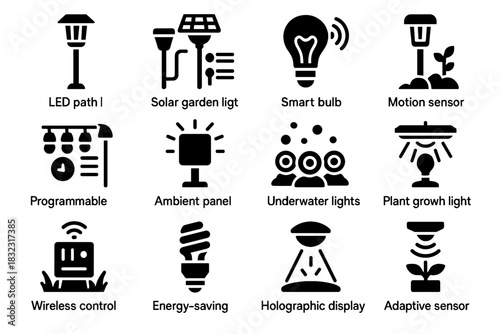 Wireless plant garden icon lighting light sequences motion cyber vector lights