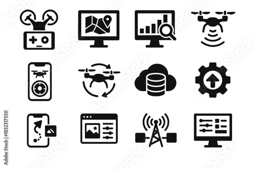 Vector apps updates data image icons software drone icon analytics firmware platform