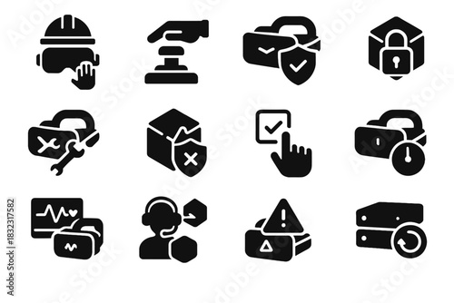 Consent secure backups session safety vector ar login monitoring icons support activity