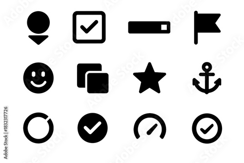 Icon grid effort ring symbols key visual event floating marker vector badge