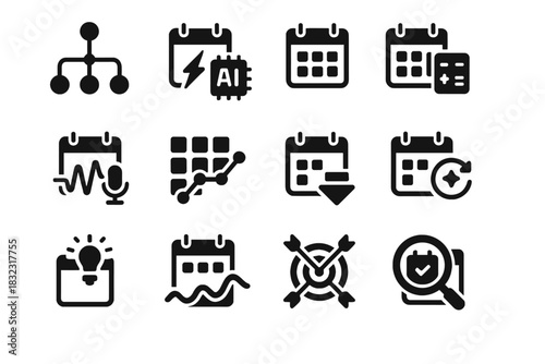 Ar node calendar wave ai contextual generator focus icon vector chip calculator