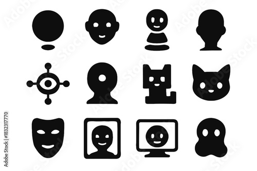 Assistant expression icon adaptive vector blinking ai frame animated minimal avatar