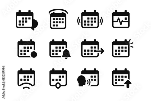 Calendar vector arc modern buzz blinking visual icons icon haptic hover zone