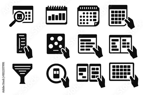 Calendar bubble minimal breakdown icon ar heatmap week immersion hour vector overlay