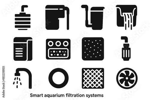 Biological operation mechanical aquarium tray sponge icon vector internal media filter