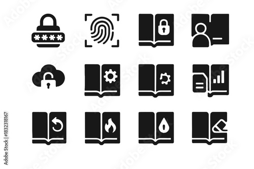 Icons digital lock backup logout restore log icon secure auto vector encryption