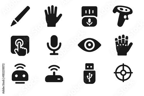 Stylus sensor motion input voice gesture controller dongle ar vector receiver icon