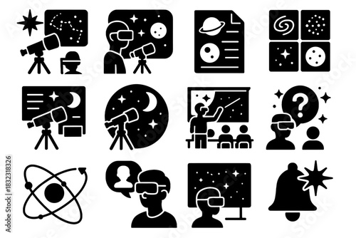 Astronomy ar vector alert icon sky bubble narrator icons symbol stargazing object