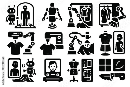 Vector body auto blade garment mannequin futuristic tailor icon layer arm transformation