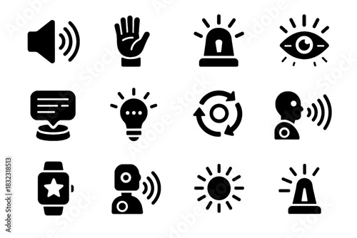 Robot communication vector blink speech signal light alert pattern modern motion speaker