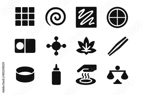 Temperature cue vector chef virtual piece drizzle tile pad ring layout icon