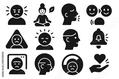 Typography numbers icons icon alert negative emotion guided emojis vector tracker suggestion