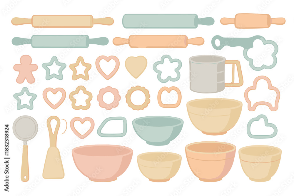 custom made wallpaper toronto digitalBaking tools and cookie cutters in pastel illustration