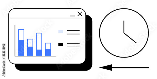 Time management concept. Time management integrated with data analysis for improved workflow and productivity. Time management aids decision-making and project scheduling. Ideal for project planning