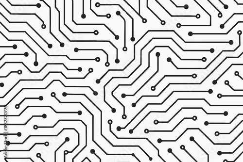 Seamless black and white circuit board pattern