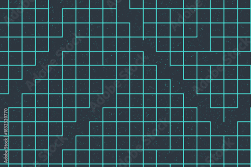 Futuristic grid pattern with glowing teal lines on dark textured background