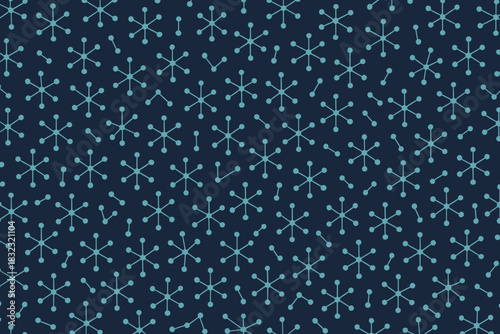 Mid-century modern atomic starburst pattern in teal and navy