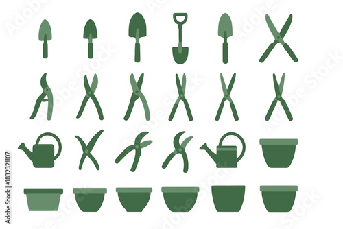 Minimalist Garden Tools & Planter Icon Set