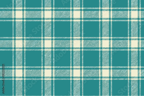Teal and cream vintage plaid fabric pattern