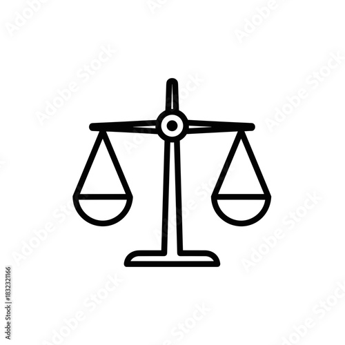 Scales of justice in minimalist black line design  