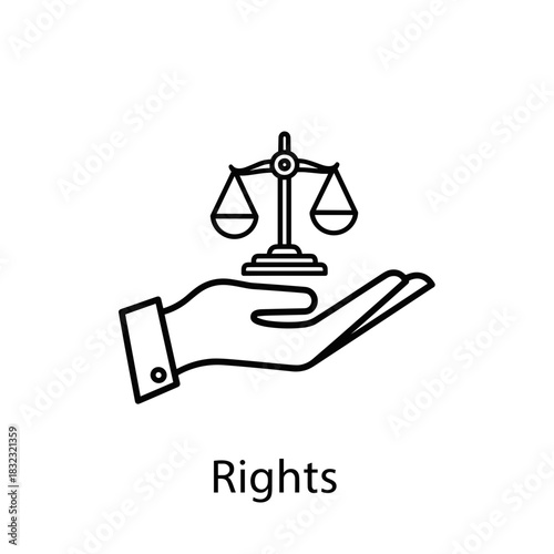 Hand holding scales symbolizing rights and justice concept  