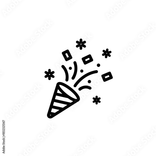 Celebration party popper with confetti launching festive decorations  