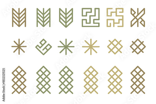 Folk Pattern Symbol Set: Ethnic Textile Motifs & Geometric Tribal Designs
