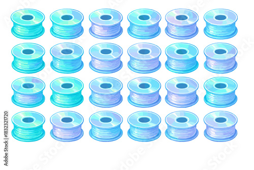 Holographic spools arranged in seamless futuristic pattern