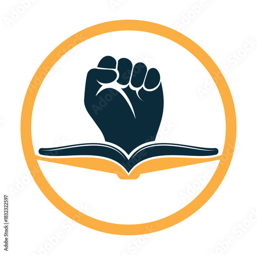 Fist Book Logo Design Template. 