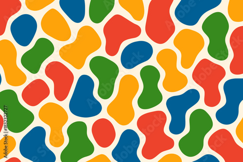 Seamless pattern with rounded colorful abstract shapes