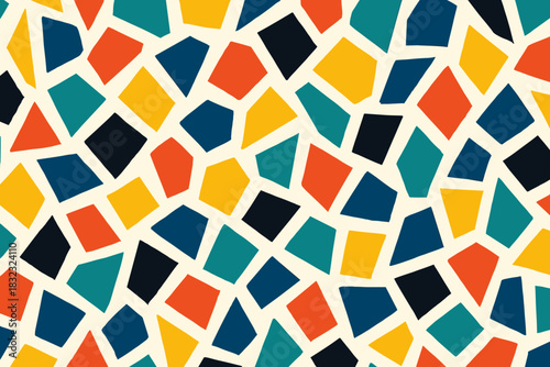 Seamless abstract pattern with colorful geometric shapes