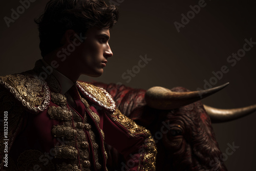 Good looking Spanish traditional bullfighter portrait 
