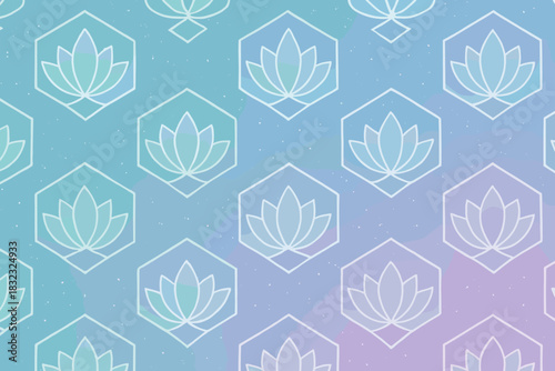 Minimalist lotus flower pattern with pastel galaxy gradient background