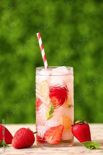 Glass of strawberry lemonad...