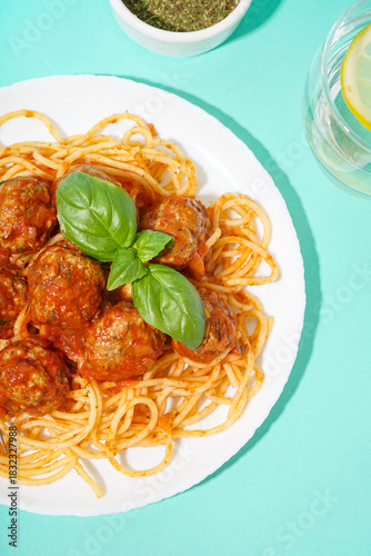 Plate of boiled pasta with ...