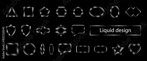 Silver LiquidGlass UI Vector Mega Bundle Modern Geometric Shapes, Outlines, Buttons, and Frames for Digital Design Assets