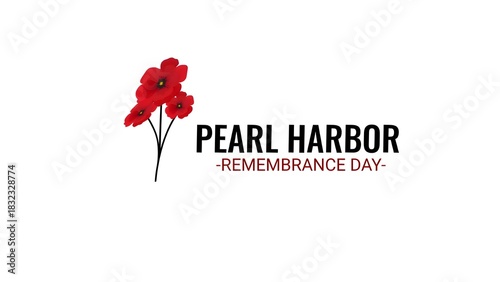 Cuadro en lienzo Pearl Harbor remembrance day,  7 December with red poppy flower