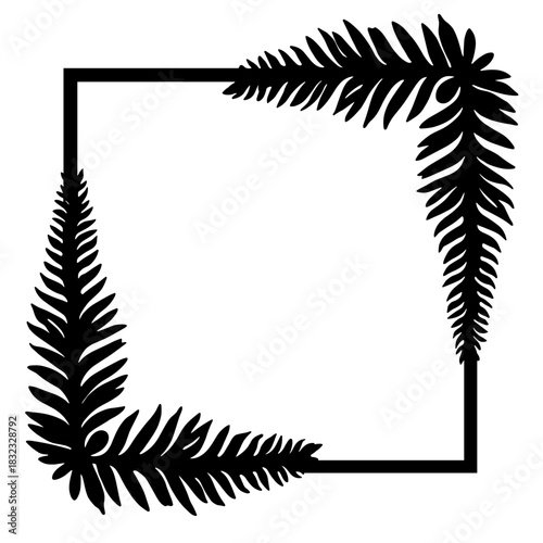 Abstract leaf frame design with fern silhouette, nature and decorative border concept