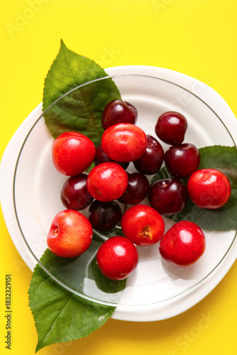 Fresh red and dark cherries...