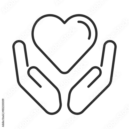 hand hold heart line icon