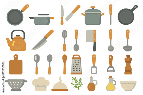 Bright kitchen utensil pattern with cooking tools and accessories
