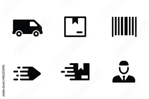 Delivery and shipping icons set for logistics and e commerce