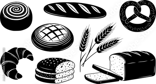 Bakery and pastry food vector illustration set, transparent background EPS version.