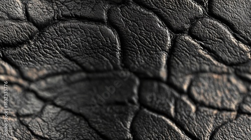 Detailed close-up showcasing a rich, textured surface reminiscent of leather or a comparable material. The pattern and coloration create a tactile impression.