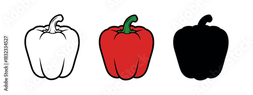 Bell Pepper Representations: Outline, Color and Silhouette of Sweet Peppers