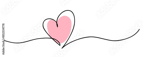 Heart. Abstract love symbol. Continuous line art drawing vector illustration