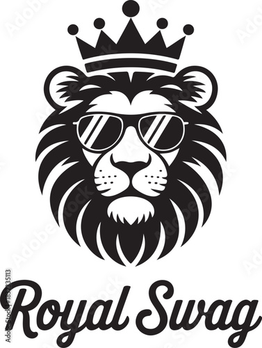 Majestic lion with crown royal swag bold graphic design