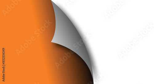Orange paper with a white page corner peeling back revealing a white background