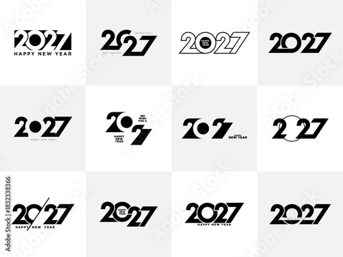 Set of Happy new year 2027 design. 2027 logo text design.
