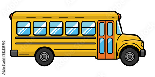A yellow school bus is illustrated on a white background.